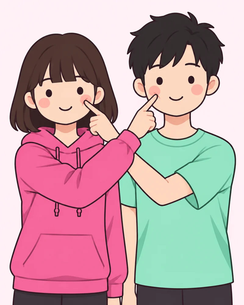 서로 볼 콕 찌르기 포즈 그림