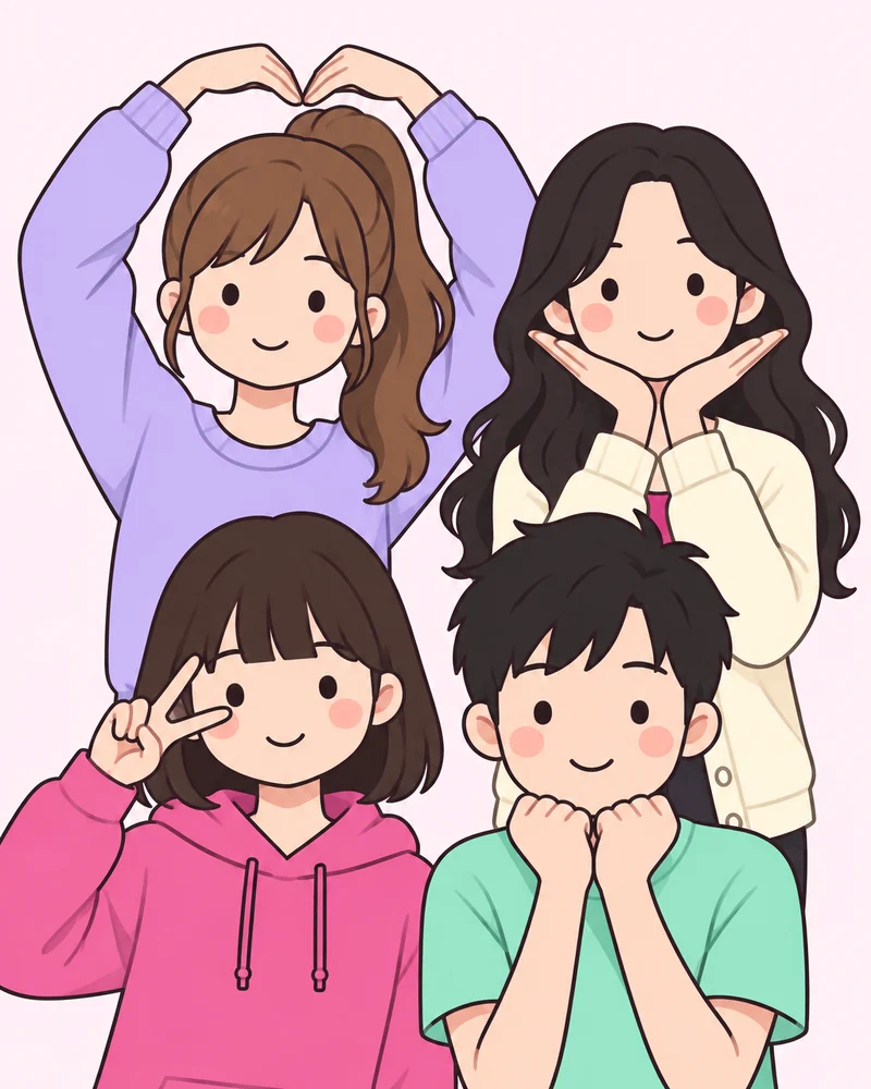 아이돌 엔딩 포즈 포즈 그림